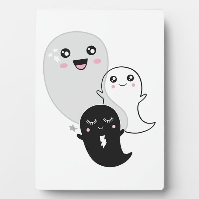 Plaque Photo jolis fantômes halloween kawaii (Devant)