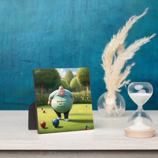 Plaque Photo Jolly Lawn Bowler Man, (Insitu)