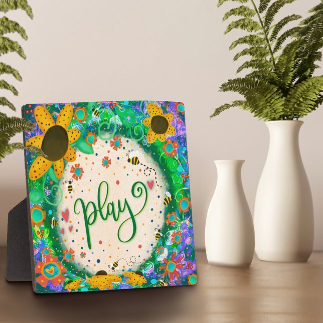 Plaque Photo Jouer Jote amusant Whimsical Kids Inspirivity (Whimsical fun play plaque great for a child’s room)