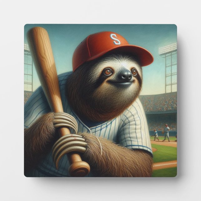 Plaque Photo Joueur de baseball Sloth (Devant)