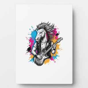 Plaque Photo Joueur de guitare à cheval T-Shirt gravure vintage