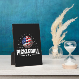 Plaque Photo Joueur de Pickleball au Drapeau Américain US