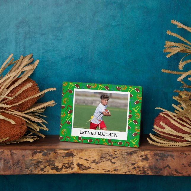 Plaque Photo Joueur entraîneur de football drapeau Personnalisé (Côté)
