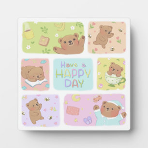 Plaque Photo Jouez Un Joyeux Jour : Joli Teddy Bear Illustratio