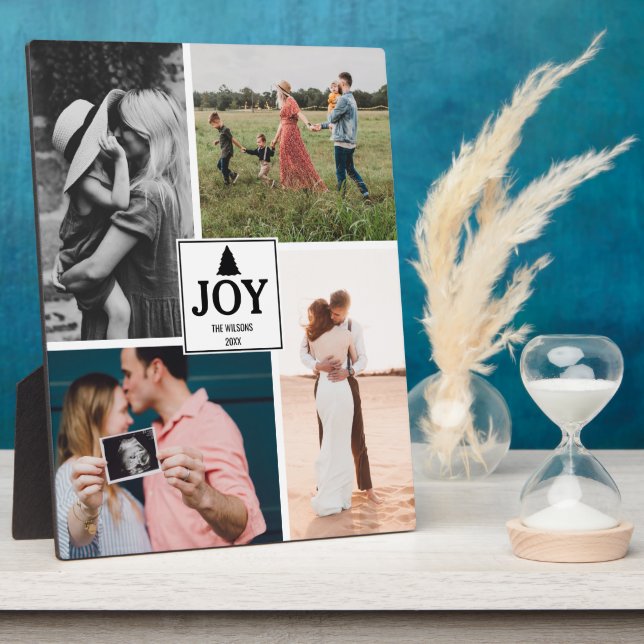 Plaque Photo Joy Christmas Family Photo Collage Xmas  (Côté)