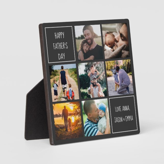 Plaque Photo Joyeuse fête des pères photo collage, nous t'aimon (Recto)