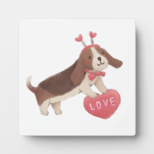 Plaque Photo Joyeuse Saint-Valentin avec Puppy