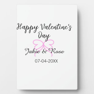 Plaque Photo Joyeuse Saint-Valentin cœur rose ruban nom date st