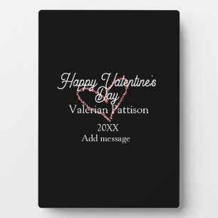 Plaque Photo Joyeuse Saint-Valentin cœur rouge paillettes noir