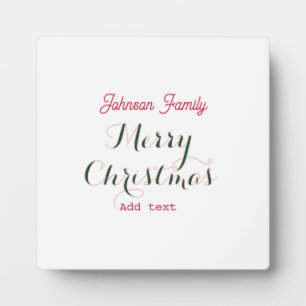 Plaque Photo Joyeuses fêtes de Noël rouge vert nom de famille t