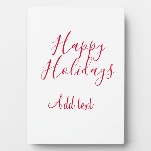 Plaque Photo Joyeuses fêtes Noël calligraphie rouge simple mi (Devant)