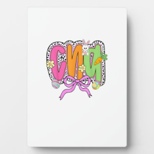 Plaque Photo Joyeuses Pâques Infirmière CNA Coquette Nœud Lapin