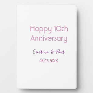 Plaque Photo Joyeux 10ème anniversaire de mariage simple nom mi