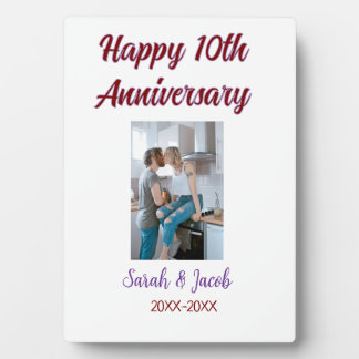 Plaque Photo Joyeux 10ème anniversaire photo couple marié nom d