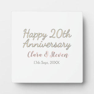 PLAQUE PHOTO JOYEUX 20E ANNIVERSAIRE DE MARIAGE NOM ROSE GRIS P