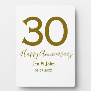 Plaque Photo Joyeux 30e anniversaire nom date lettres dorées gr