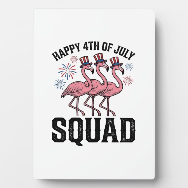 Plaque Photo Joyeux 4 juillet Flamingo Squad Vector Design_1 (Devant)