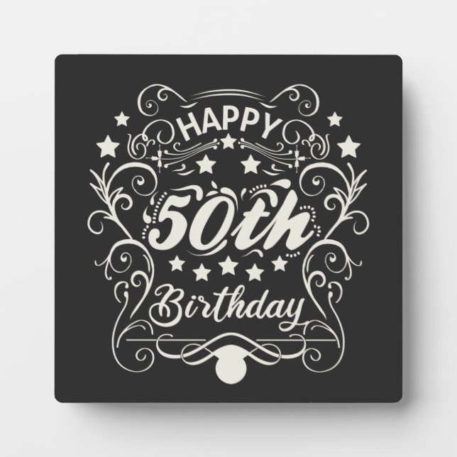 Plaque Photo Joyeux 50e anniversaire décoratif. (Devant)