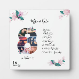 Plaque Photo Joyeux 8e anniversaire, collage photo personnalisé