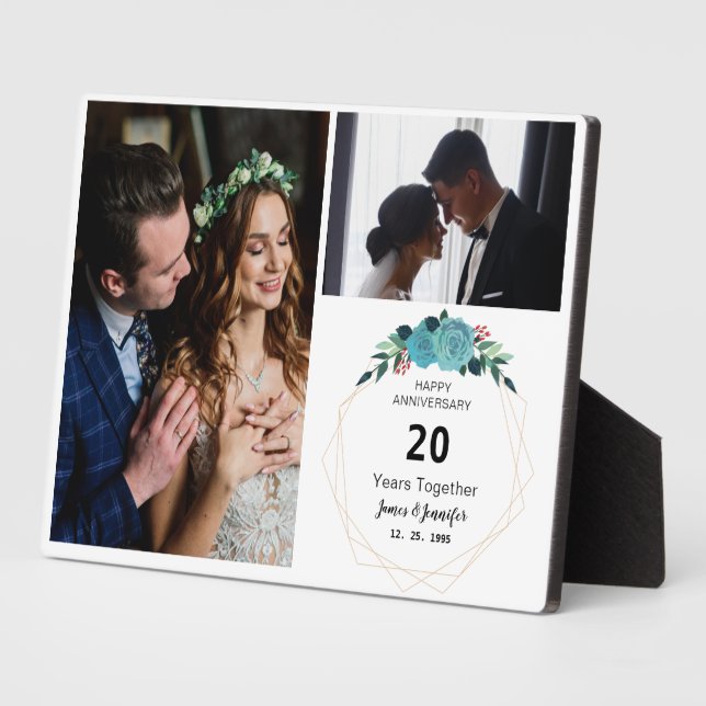 Plaque Photo Joyeux anniversaire 20 ans ensemble | 2 photos (Côté)