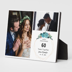 Plaque Photo Joyeux anniversaire 60 ans ensemble 2 photos