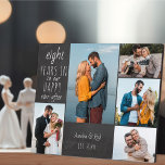 Plaque Photo Joyeux Anniversaire de Mariage Photo Any<br><div class="desc">Plaque de photo d'anniversaire de mariage que vous pouvez personnaliser avec 5 de vos photos préférées et adapter pour n'importe quel nombre d'années. Le texte indique "# ans dans notre bonheur éternel" et le modèle est prêt pour que vous ajoutiez l'année d'anniversaire, votre nom et la date de création. Le...</div>