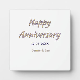 Plaque Photo joyeux anniversaire marron gris nom date couple mo