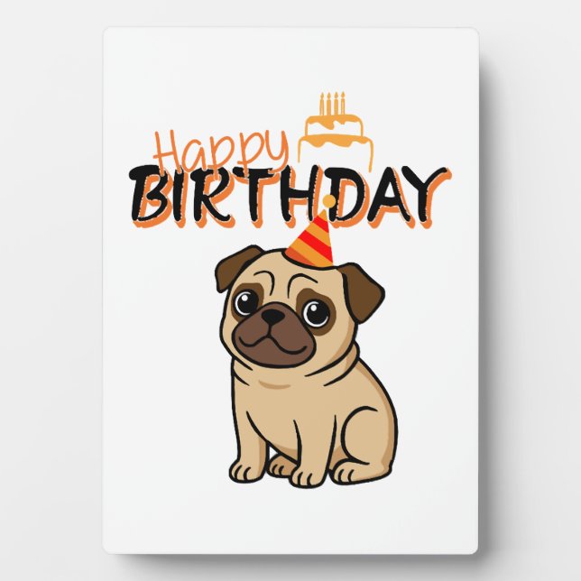 Plaque Photo Joyeux anniversaire PUG (Devant)