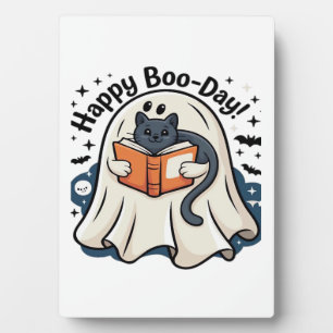 Plaque Photo Joyeux Boo-Day Fantôme Chat PNG - Drôle Épouvantab