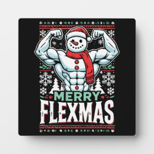 Plaque Photo Joyeux Flexmas - Snowman Flexting Gym de Noël