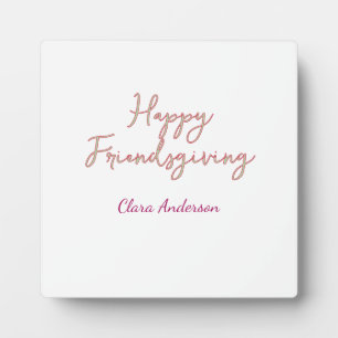 Plaque Photo Joyeux friendsgiving rose vert nom date stylé