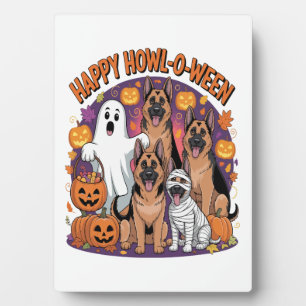 Plaque Photo Joyeux Halloween Berger Allemand