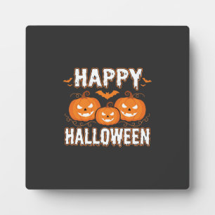 Plaque Photo Joyeux Halloween Citrouille Chauve-Souris Vecteur
