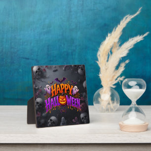 Plaque Photo Joyeux Halloween Citrouille Fantomatique Chauves-s