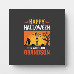 Plaque Photo Joyeux Halloween Petit-Fils Squelette Citrouille