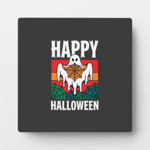Plaque Photo Joyeux Halloween Toile Araignée Fantôme Rétro