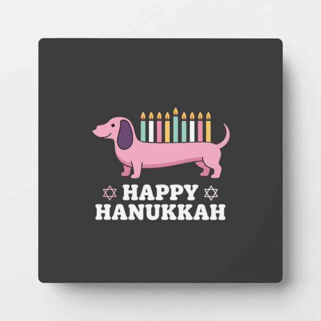 Plaque Photo Joyeux Hanukkah chien teckel (Devant)