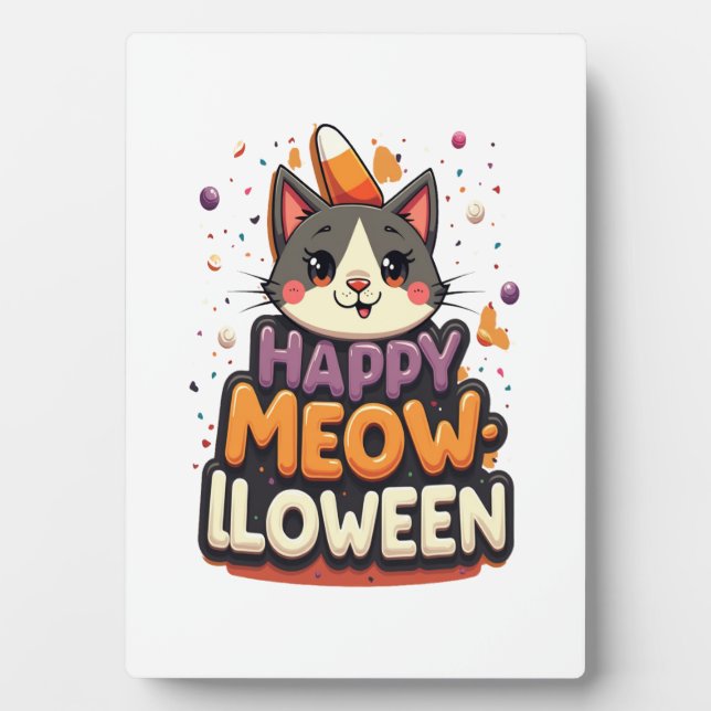 Plaque Photo Joyeux Méow-lloween Chat (Devant)