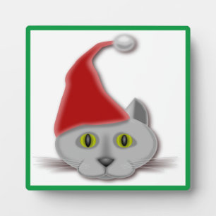 Plaque Photo "Joyeux NOËL" CAT PÈRE NOËL