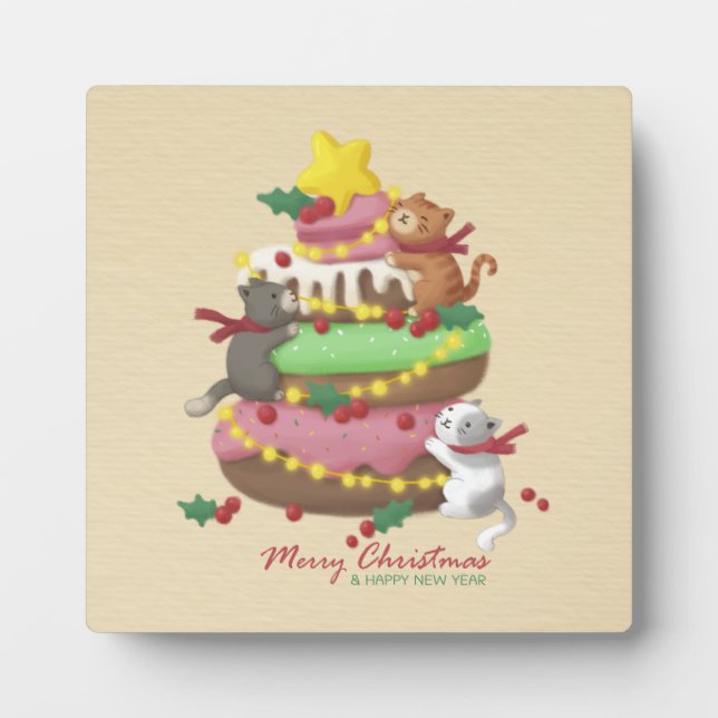 Plaque Photo Joyeux Noël : Cats & Sweets Illustration (Devant)