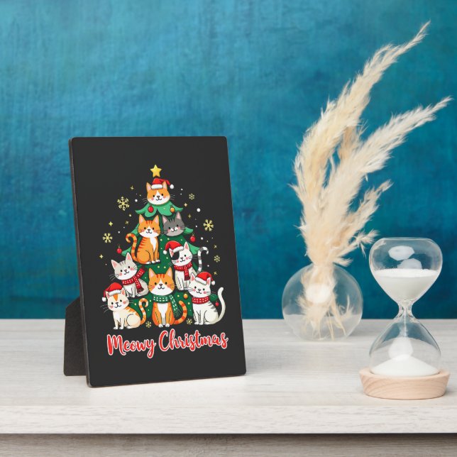 Plaque Photo Joyeux Noël Drôle Catmas Kitten Xmas Tree (Côté)