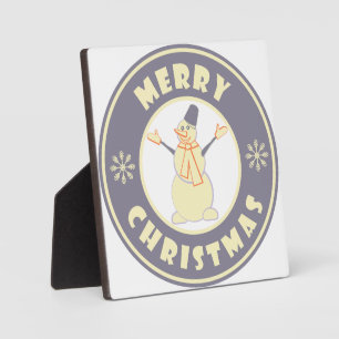 Plaque Photo Joyeux Noël heureux bonhomme de neige célèbre styl