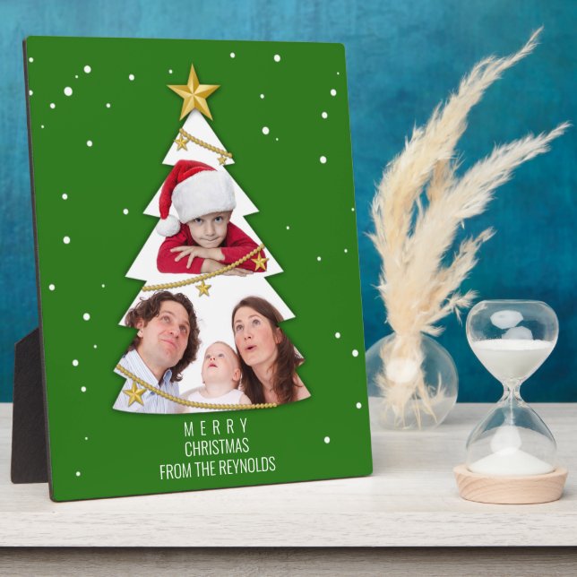 Plaque Photo Joyeux Noël moderne arbre photo Collage vert (Côté)