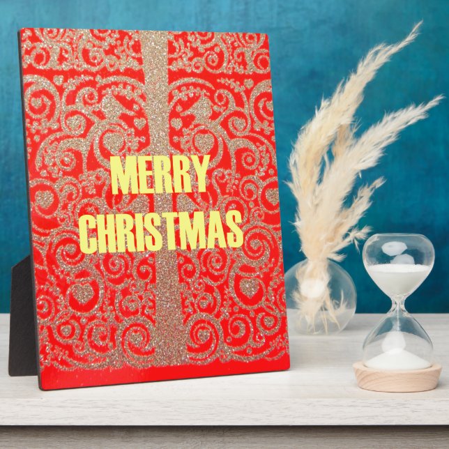 Plaque Photo Joyeux Noël Rouge et Gold Collection (Côté)