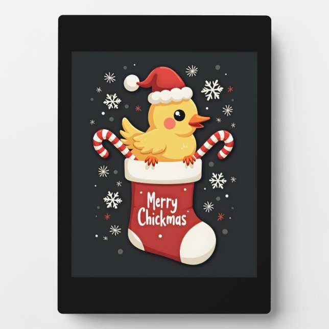 Plaque Photo Joyeux poulet de Noël (Devant)