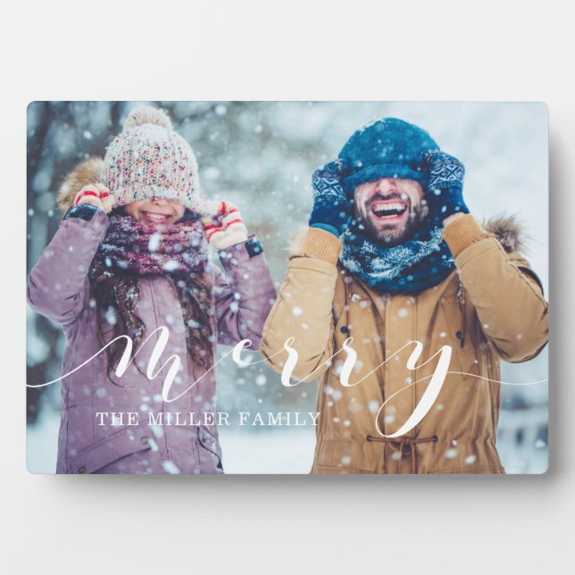 Plaque Photo Joyeux Script Famille de garde photo Collage Plaqu (Devant)