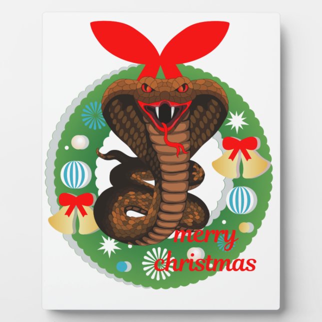 Plaque Photo joyeux serpent cobra de noël (Devant)