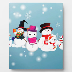 Plaque Photo Joyeux Snowmen