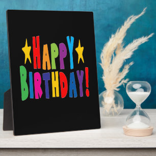 Plaque Photo Joyeux texte d'anniversaire coloré
