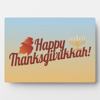 Plaque Photo Joyeux Thanksgivukkah Menorah/Leaf